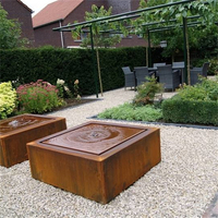 Fontaine d'eau moderne GNEE personnalisable en acier corten rectangulaire, rouge rouillé, résistante aux intempéries, pour jardin, montage au sol extérieur
