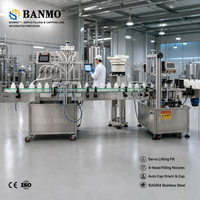 Machine de remplissage et de bouchage de liquides BANMO Servo à 4 têtes, remplisseuse de bouteilles automatique, orienteur de bouchons, acier inoxydable SUS304, ligne de production