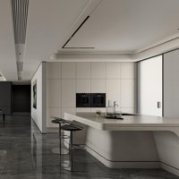 Design d'intérieur moderne pour appartement penthouse avec plan ouvert, design de luxe haut de gamme pour la vie urbaine