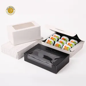  Vendita calda fredda di carta per alimenti scatola di sushi eco-friendly nero serie dolce biscotto imballaggio vassoio