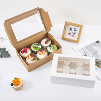 Boîte pliable en carton recyclable de qualité alimentaire pour aliments pour bébés et cupcakes, emballage avec fenêtre transparente pour 2/4/6/12 unités