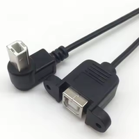 Kabel Ekstensi Printer USB 2.0 BM ke BF Sudut Kanan Atas Bawah Standar 0.3m, Konektor USB 2.0, Kabel Data PVC USB B