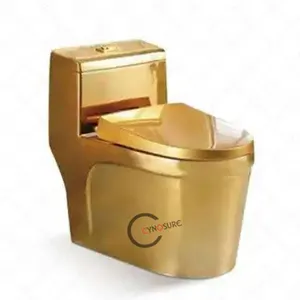 High Quality Golden Toilet Modern Ceramic Sanitary ware royal Round One Piece Luxury Bathroom Wc Ceramic Gold Toilet