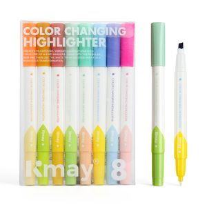 Kmay K-337E/8 Hiệu Suất Cao Thay Đổi Màu Sắc Dual Tip Highlighter Đánh Dấu Biểu Tượng Tùy Chỉnh Văn Phòng Phẩm Colouring Bút Huỳnh Quang - Product Image 2
