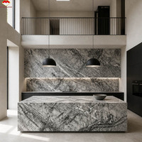 Marbre naturel Cathaya Grey en argent de pin italien pour comptoir de cuisine, îlot, meuble-lavabo de salle de bain et escalier