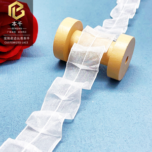 LEIXUSI Tulle plissé de 2,5 cm, dentelle, tissu organza pour robe de mariée à manches bouffantes, vêtements pour enfants en stock - Product Image 4