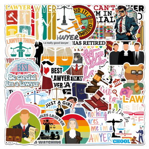 50 pièces personnalisé avocat carrière dessin animé Graffiti autocollants pour ordinateur portable téléphone décor école <span class=keywords><strong>de</strong></span> droit cadeau autocollant - Product Image 1