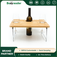 Table pliante de camping personnalisée, table d'extérieur en bambou écologique, table de repas portable d'extérieur avec porte-gobelets pour les plages