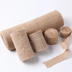 Natuurlijke Jute Jute Hessische Lint Rolls Vintage Rustieke Bruiloft Decoratie Kerst Geschenkverpakking Festival Party Thuis