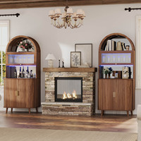 Meuble de Salon OEM Moderne de Luxe en Bois, Vitrine Lumineuse pour Bouteilles de Vin avec Portes en Verre, Étagères de Rangement pour Bar à Domicile et Salle à Manger