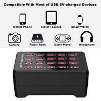Stasiun Pengisian Daya Pintar 100Watt 10 Port 5V 20A, Pengisi Daya USB 10 20 Port, Hub USB Multi, Pengisi Daya USB Cepat