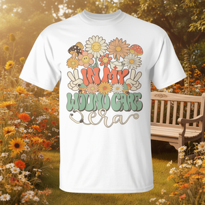 In My Wound Care Era Floral <b>Hippie</b> Retro Nurse <b>T</b>-<b>Shirt</b> Unisex Crew Neck Short Sleeve Digital Printing Adult Promotional - Product Image 2