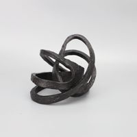 Sculpture moderne en fonte noire de boules entrelacées, statue créative de sphère chinoise, décoration de table pour chambre à coucher et salle d'exposition
