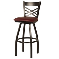 Chaise de bar en métal rétro industrielle avec siège rembourré, tabouret haut en acier vintage moderne pour restaurant et pub