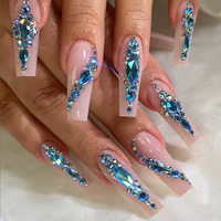 Uñas Postizas de Alta Calidad en Oferta, Cubierta Completa de Lujo, Extra Coffin, 24 Piezas, Uñas Acrílicas Artificiales ABS con Pegamento