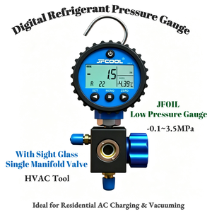 Manómetro Digital de Presión de Refrigerante JPCOOL JFOIL -0.1~3.5MPa con Válvula de Manifold Único y Visor, Herramienta HVAC - Product Image 1