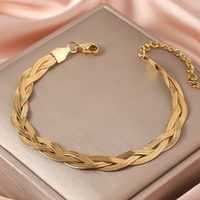 Bracelet chaîne corde torsadée en acier inoxydable plaqué or 18 carats pour femmes bijoux de bracelet de mode à chevrons imperméables