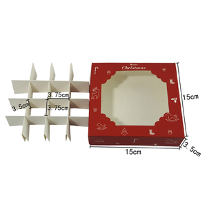 Boîte-cadeau à desserts avec fenêtre rouge, pour fête de noël, chocolat, bonbons, gâteaux, emballage d'aliments et boissons à domicile, 16 compartiments - Product Image 5