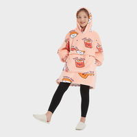 Premium personnalisé surdimensionné chaud doux confortable polaire Sherpa Sushi conception enfants hiver portable à capuche couverture avec grande poche