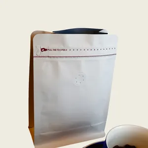 Nouvel arrivage de sac de sucre doypack sacs d'emballage de café en papier kraft blanc 1kg avec fenêtre