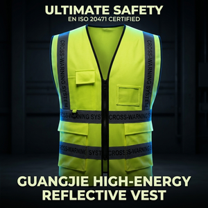 Gilet Riflettente ANSI Classe 2 Alta Visibilità LED Lampeggiante Impermeabile in Poliestere con Logo Personalizzato per Sicurezza in Cantiere - Product Image 2