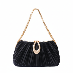 Bolso clutch femenino de lujo, hecho a mano con cristales y detalles en metal, ideal para eventos de prestigio y fiestas. - Product Image 1