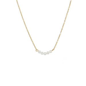 Dainty 316l שרשרת קריסטל נירוסטה חמש שרשרת פנינים צפות פנינה צפה עבור מתנת חתונה - Product Image 5