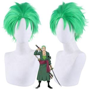 Perruque de cosplay Roronoa <span class=keywords><strong>Zoro</strong></span> en une seule pièce, vente en gros, 30 cm, courte, verte, synthétique, anime, fête d'Halloween, résistante à la chaleur - Product Image 2