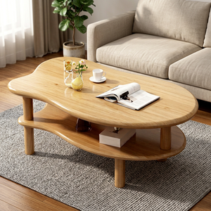 Modern Wood <b>Coffee</b> <b>Table</b> With Storage Shelf <b>Scandinavian</b> Design Living Room Furniture Solid Wood Base - Product Image 4