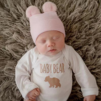 Gorro con orejas de oso de dibujos animados para bebé, gorrito de algodón elástico suave para recién nacido, gorros de Hospital para niño y niña