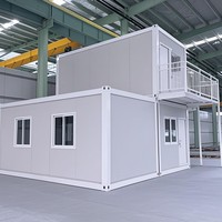 Mini maison chalet en conteneur de luxe personnalisée de 16 pieds Maison moderne mobile préfabriquée en acier léger Petite maison villa en paquet plat