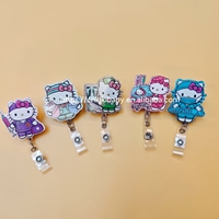 Porte-badge rétractable en acrylique avec motif de chaton scintillant personnalisé, porte-carte d'identité, accessoires pour infirmières