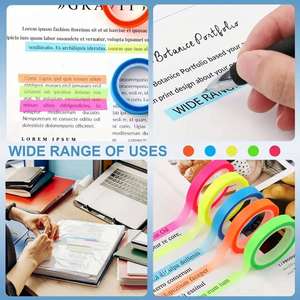 20 Rolls 0.23inch 10-Color Self-Adhesive Waterproof Fluorescent Tabs for <b>Bookmarking</b> & Organization for Students & Professionals - Product Image 3