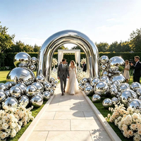 Arche miroir gonflable, arche gonflable miroir argentée pour la décoration de mariage, d'événements et de fêtes