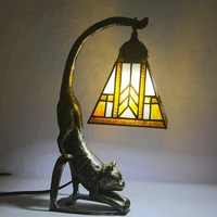Lámpara de Escritorio LED Creativa Vintage de Vidrio, Decoración para el Hogar, Sala de Estar, Mesita de Noche, Lámpara de Mesa con Diseño de Gato