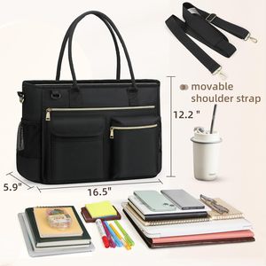 Bolso Tote para Portátil de 15.6 Pulgadas para <span class=keywords><strong>Mujer</strong></span>, Tela Oxford, Gran Capacidad, Correa de Hombro, Asas Superiores, para Trabajo, Enfermería, Negocios y Oficina - Product Image 6