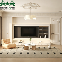 Meuble TV mural moderne SLS de style français minimaliste, vitrine en verre cintrée de luxe, rangement intégré, meuble multimédia rétroéclairé par LED