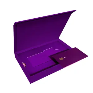 Custom Logo Luxury Gift Vip Credit Card Packaging Box Magnetic Black Business White Wedding Rigid Paper Metal Cardboard Holder