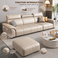 Minimalistisches Echtleder-Sofa für Moderne Wohnzimmer Verstellbare Kopfstütze Ergonomischer Komfort 3-Sitzer Großhandel Maßanfertigung