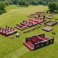 Parcours d'obstacles gonflable personnalisé 5K avec jeux combinés de grimpeuse, toboggan et aire de jeux