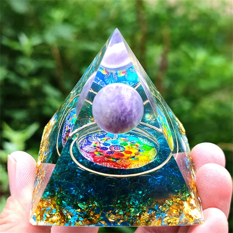 5cm 6cm Wholesale healing crystals resin energy orgone organite pyramid crystal for spiritual