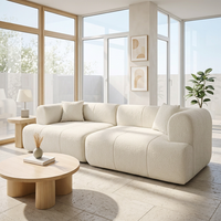 Tendance 2026 : Canapé modulaire carré sans structure, style nuage, en tissu moelleux, pour salon moderne et minimaliste