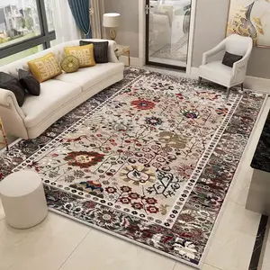 Tapetes populares para piso, tapete vintage persa turco para sala de estar, tapete dobrável lavável à máquina