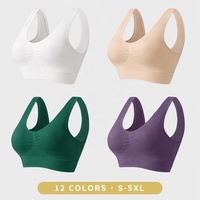Soutien-gorge de sport pour femme grande taille, sans armatures, ajustable, à enfiler, bonnet intégral, sans couture, avec rembourrage amovible, bretelles croisées, jusqu'à 5XL
