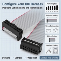 Conjunto de cable plano con conector hembra de doble fila IDC de 16 núcleos y paso de 2.54 mm para equipos de control industrial
