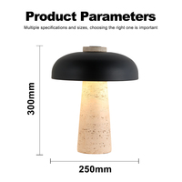 Lampe de table LED moderne nordique décorative en forme de champignon avec base en travertin pour chambre, bureau ou chevet