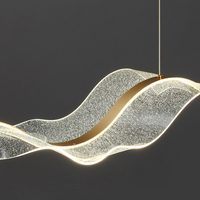 Lampe suspendue ondulée décorative pour table basse, luminaire horizontal à effet de vague, luminaire suspendu en acrylique