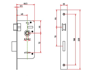Cerradura de Embutir <span class=keywords><strong>DIDA</strong></span> AL612F/612R/101S Resistente con Doble Cerrojo y Llave de Zinc Galvanizado |   Instalación Fácil, Distancia al Centro de 40 mm - Product Image 2