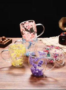 Hoa Khô cốc đơn giản chịu nhiệt đôi tường Cốc thủy tinh in xu hướng thủy tinh borosilicate cao trà cà phê ly drinkware - Product Image 6
