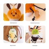 Porte-clés en peluche personnalisé avec logo, série insectes : abeille, mouche, papillon, libellule, insecte – Pendentif de sac à dos mignon et original